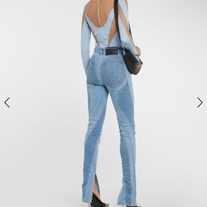 Mugler blue slitted spiral Jeans
